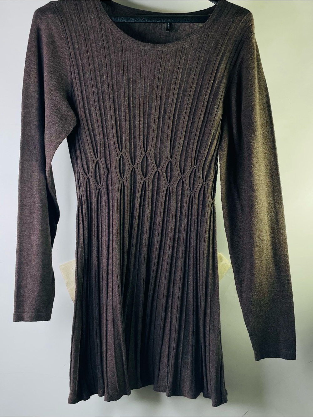 Daisy Fuentes Long-Sleeve Knit Dress in Dark Brown Size Lg
